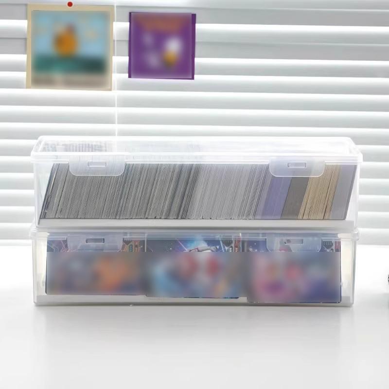 Clear Plastic Card Storage Box 550+ Capacity Adjustable Dividers for Game Cards | Customizable Compartments & Durable Organizer