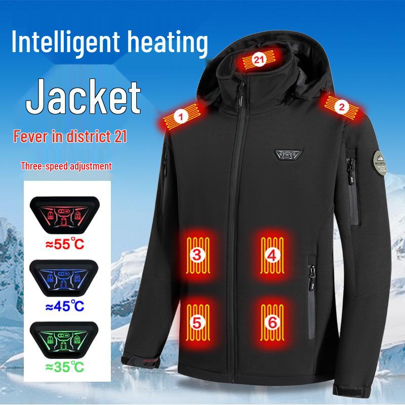 Smart Heated Hooded Jacket – Cold-Proof and Warm Cotton-Padded Windbreaker