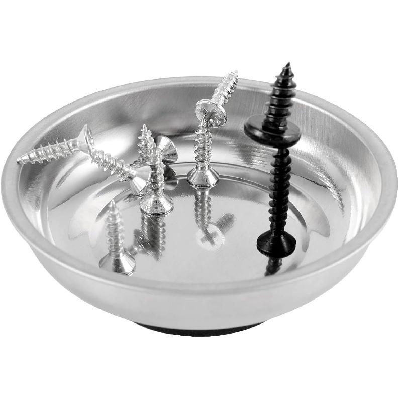 FUNSUEI 12 Packs 6 Inch And 3 Inch Magnetic Tray Set, Stainless Steel Magnetic Bowl, Round Magnetic Parts Tray For P, Screws, Bolts, Nuts, Small