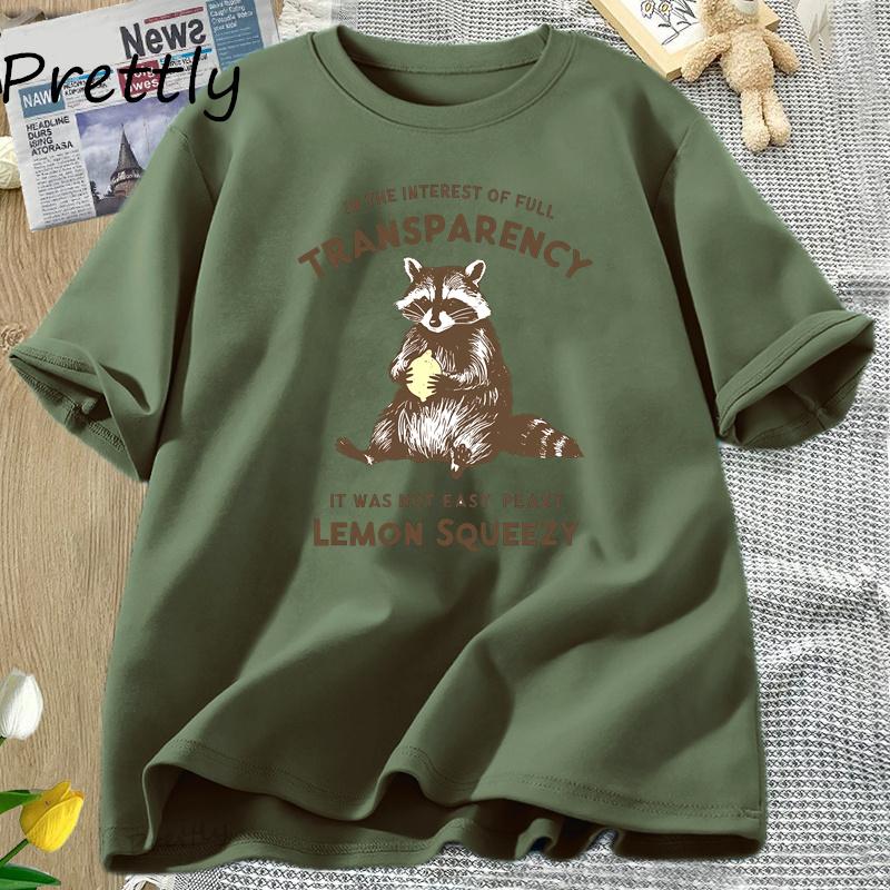 Funny Raccoon T Shirt It Was Not Easy Peasy Lemon Squeezy Raccoon T-Shirt Stay Trashy Graphic T Shirts Men Women Cotton Tees