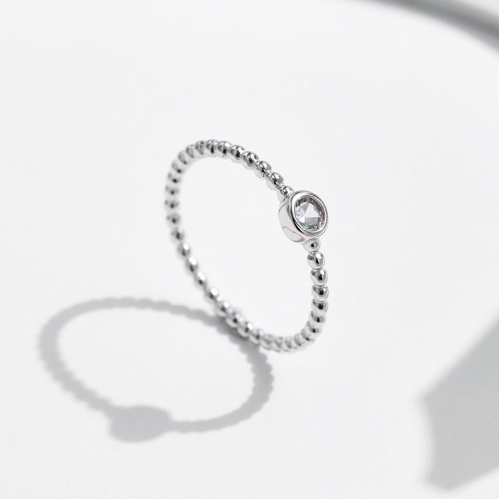 Bezel Setting Moissanite Ring 925 Sterling Silver Beads Trendy Stackable Finger Rings For Women Lab Diamond Jewelry