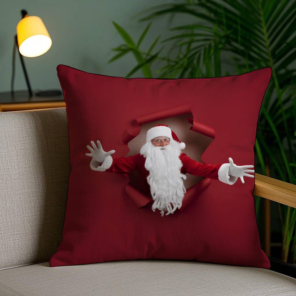Santa Claus Cute Pillow Case Anti-Dustmite Invisible Zipper Sofa Bed
