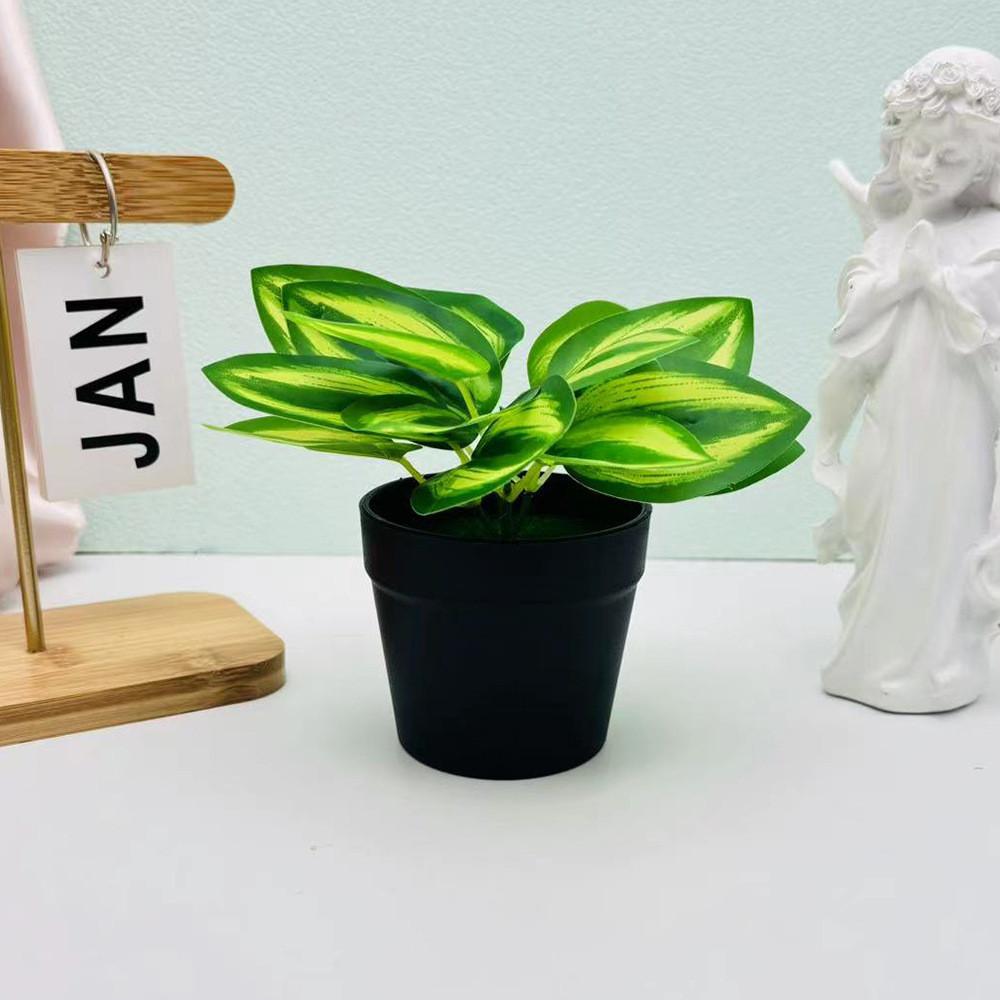 Mini Plastic Green Plant Pot With Realistic Foliage For Home Office Decor