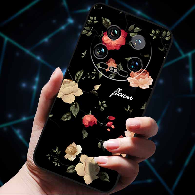 Pour Xiaomi 14 Ultra Coque 15Ultra 13Ultra Pare-chocs Souple en Silicone Fleurs 3D Gaufrées Coques de Téléphone pour Xiaomi 15 Ultra Coque Arrière Funda