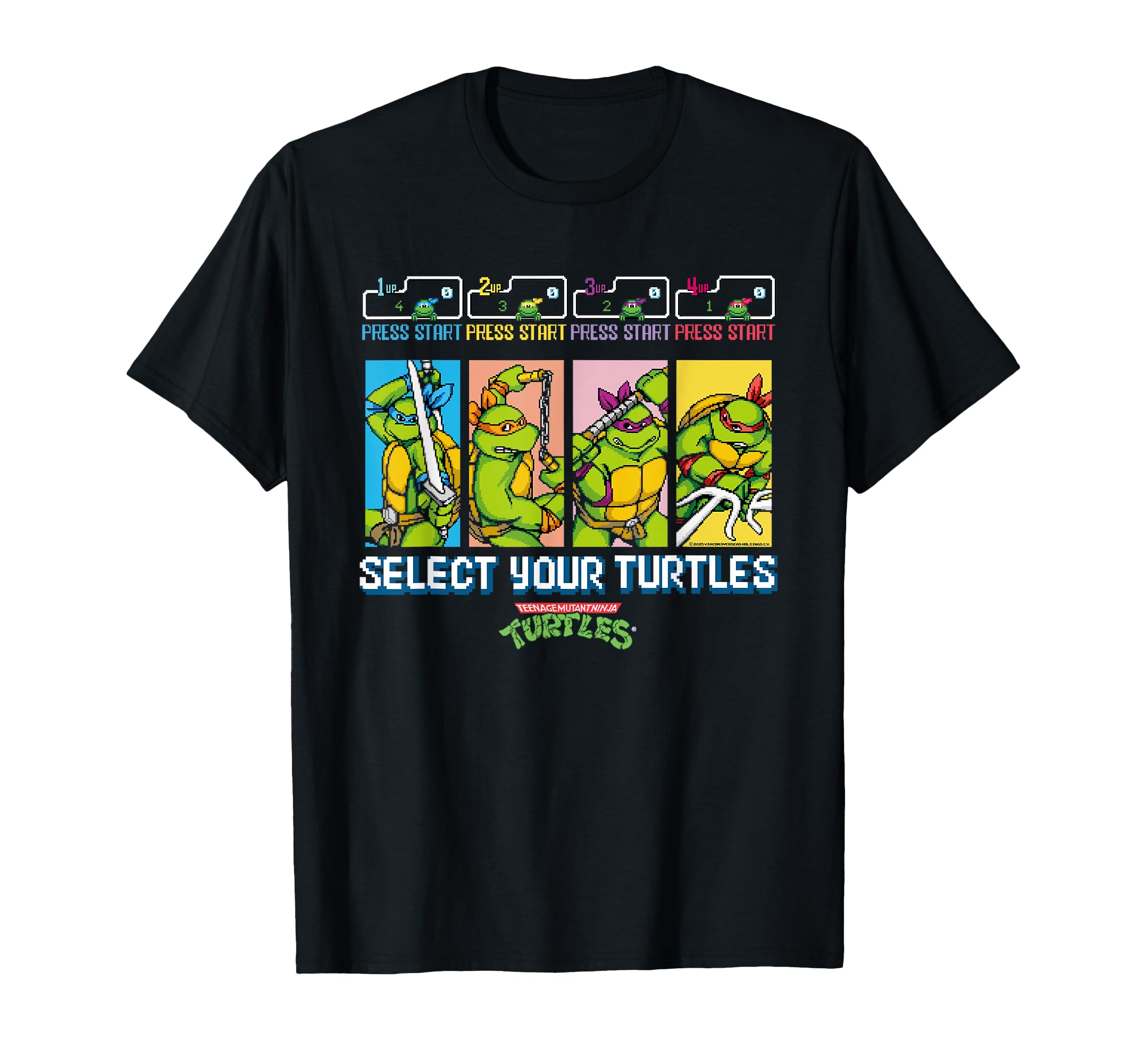 

TMNT Retro 16-Bit Video Game Select Your Turtles T-Shirt