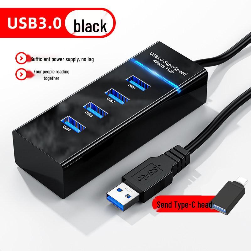 USB 3.0 Hub Splitter: External Laptop Dock for Mouse, Flash Drive Expansion (1-to-4)