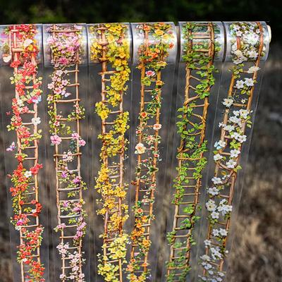 1 Rolle Blütendekorative Klebstoffe Scrapbook-Aufkleber PET-Bänder Leiter Pfirsich Leiter Blume Handbuch Bodenbildung DIY 40mm * 2m