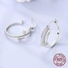 Triple Layered Hoop Earrings 925 Sterling Silver Pave CZ Multi Row Hypoallergenic Sparkling Statement Earrings Gift for Women