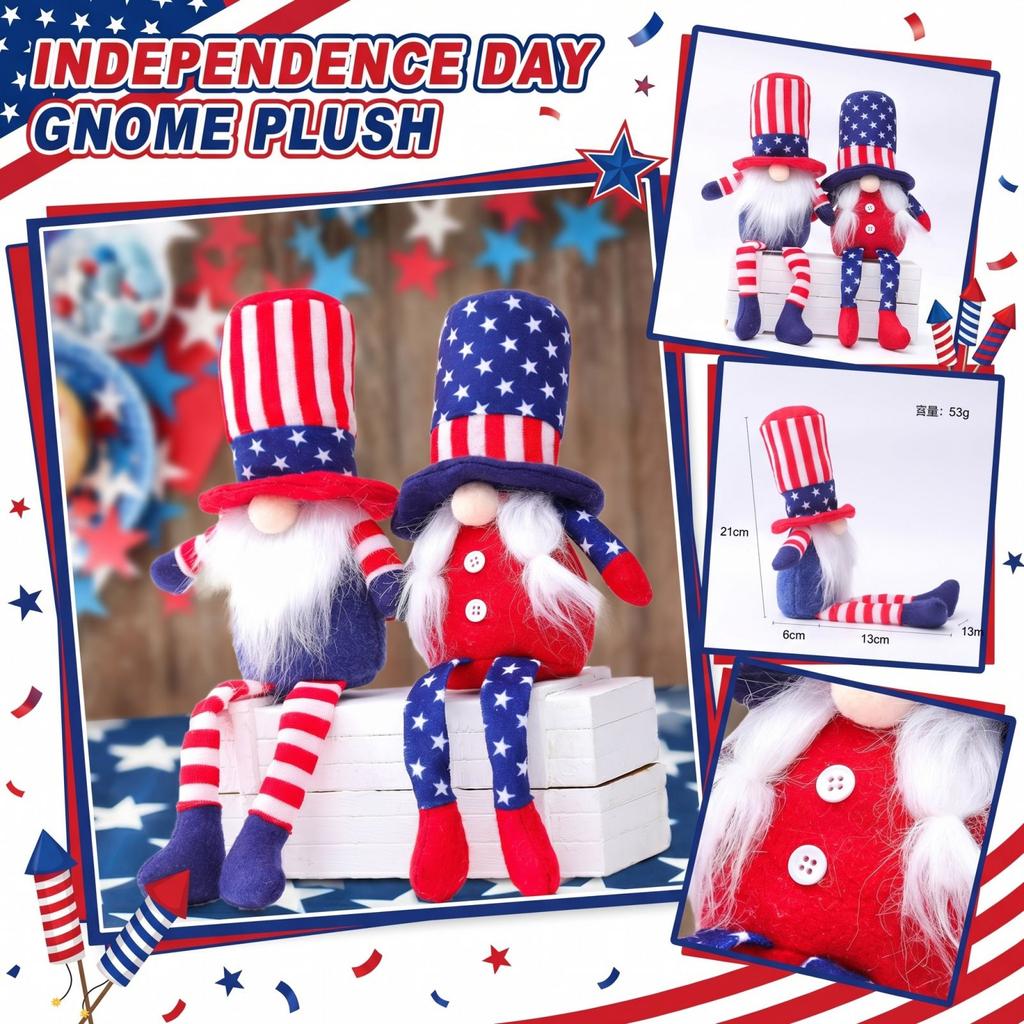 Plush Gnome Doll with Tall Hat and Long Legs Soft Stuffed Figure for Home Decoration and Collectible 21cm Height