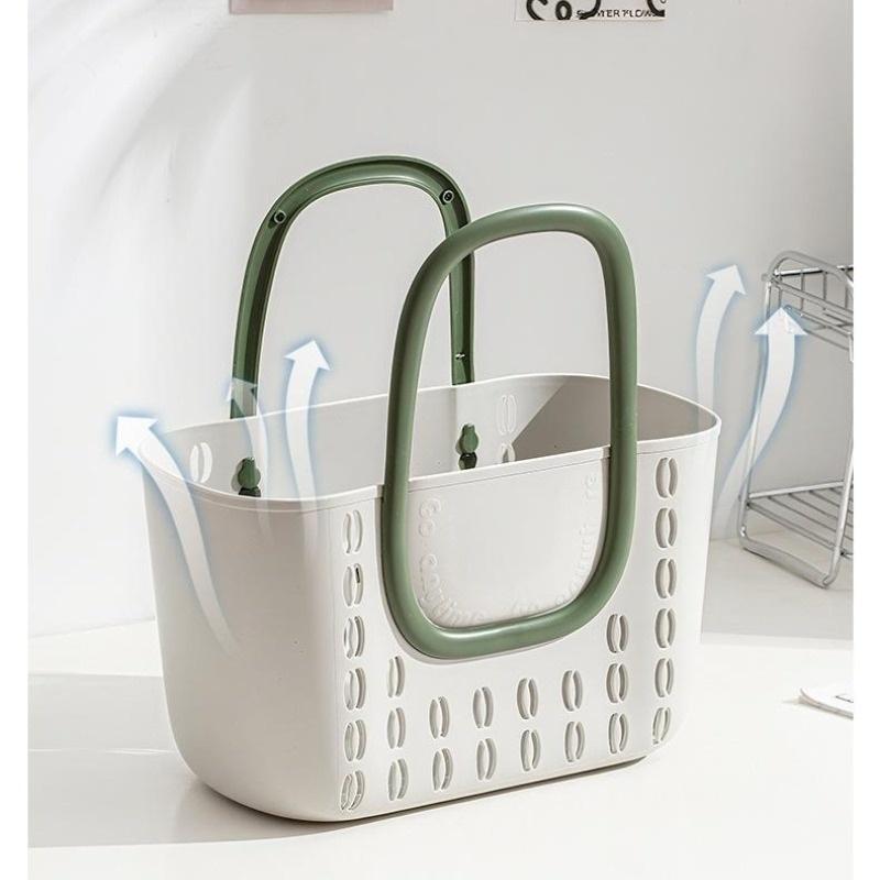 Cesto portaoggetti da doccia portatile con manici rinforzati, contenitore in plastica con fori di drenaggio per dormitorio, palestra, bagno, viaggio, portaoggetti per articoli da toeletta