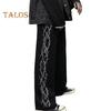 Men Pants Thorn Print Wide Leg Straight High Street Style Loose Retro Elastic Waist Full Length Youthful Teenager Travel Outdoor Long Trousers
