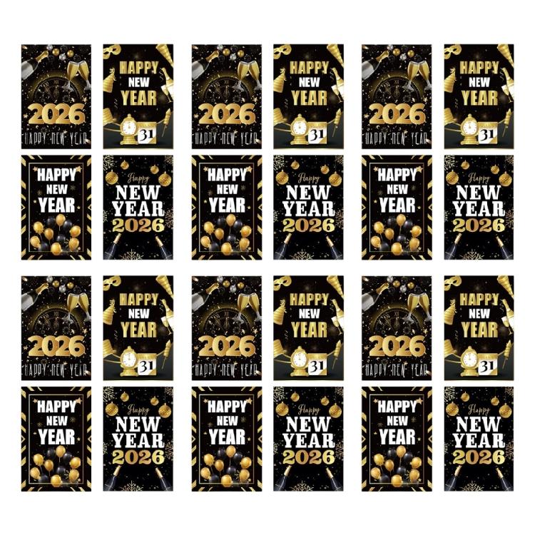 24Pcs New Year Bottle Decorative Sticker Waterproof Wine Bottle Wrapping Label For Champagne Wine Holiday Decoration