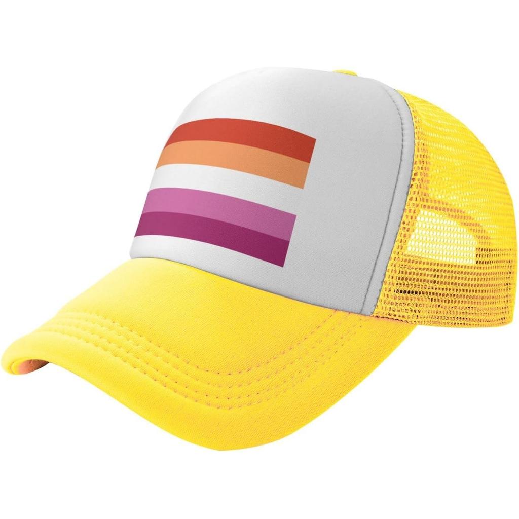 Lesbian Pride Flag Trucker Hat Breathable Mesh Snapback Cap Adjustable Unisex Outdoors