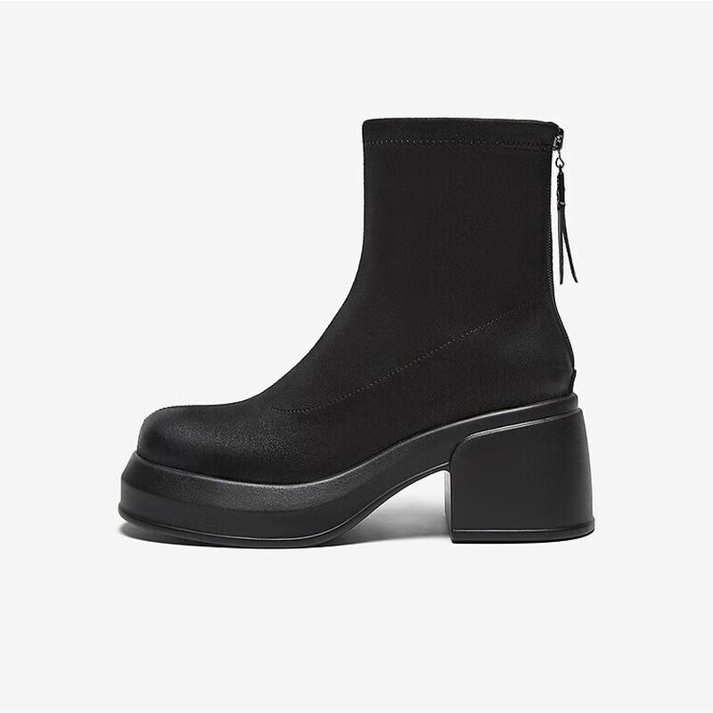 BASTO Women s Winter Platform Chunky Heel Ankle Martin Boots 38