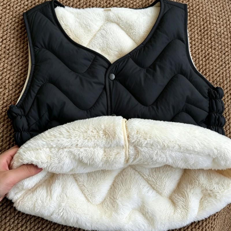 Womens Warm Padded Vest 2026 Winter Short Sleeveless Fleece Lined Outerwear Office Casual Wear