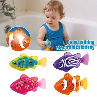 Magischer Wasseraktivierter Leuchtender Schwimmfisch Wasserdichter Interaktiver Roboterfisch mit Elektrischer Bewegung Neon Tiefsee Disco Badezimmer Spielzeug
