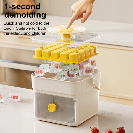 Ice Cube Mold with Lids And Container Press-to-release Ice Tray Double Layer