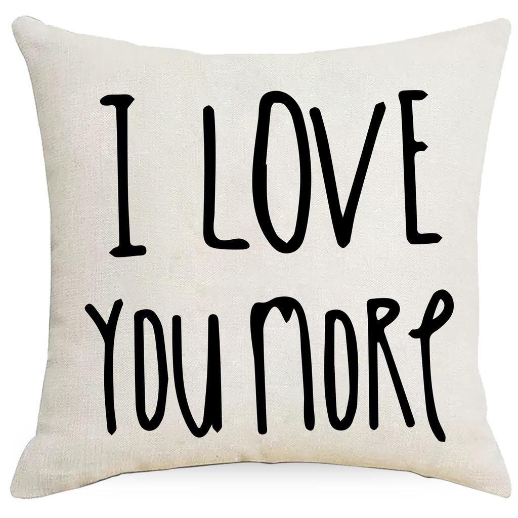 Valentine's Day Pillowcase Letters Rose Flower Love Linen Print Pillow Car Sofa Cushion Cover