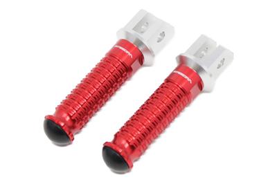 SSK Machined Aluminum Tandem Step Standard Type Passenger Mounting Part Color: Silver Step Bar Color: Red