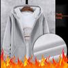 Herren Koreanischer Stil Fleecegefütterte Kapuzen-Strickjacke mit Reißverschluss - Trendige lockere Passform Übergröße Lässige Sportbekleidung für Herbst & Winter
