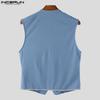 INCERUN Men V Neck Sleeveless Frills Buttons Irregular Casual Tank Tops Waistcoat