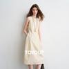 Chuyu Women's Wrinkled Texture Cinch-Waist Mid-Length Dress