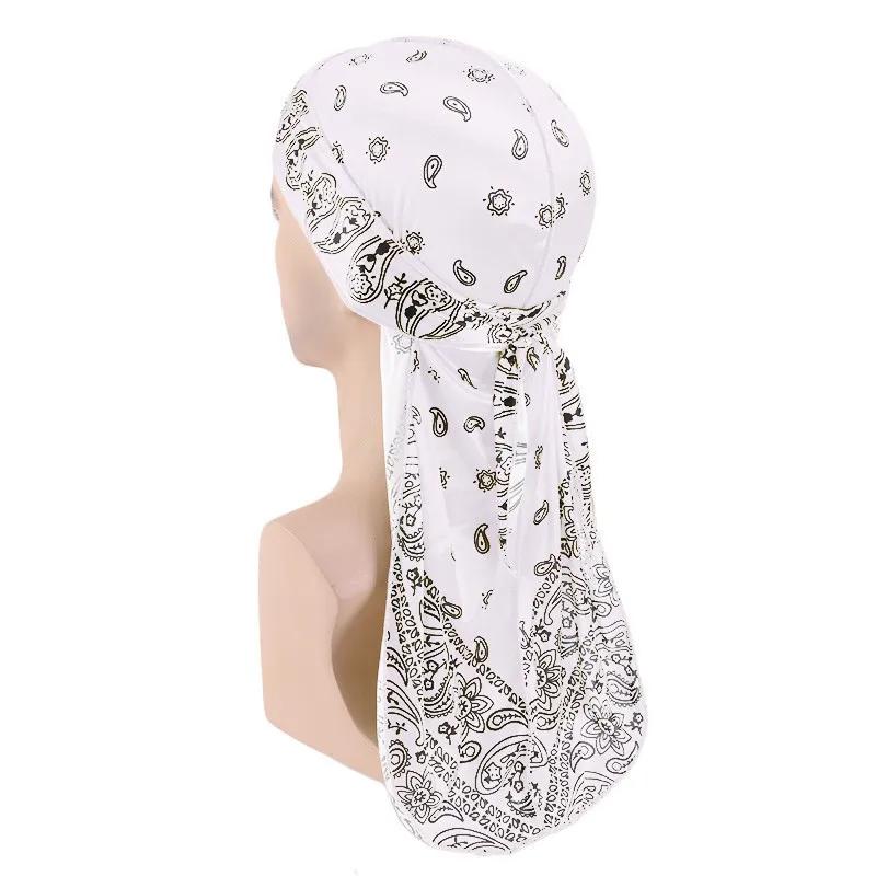 Unisex Adult Satin Long Tail Doo Rag Durag Bandanas Cap Pirate Hat Turban Men Hip Hop Headband Biker Headwrap Women Headwear