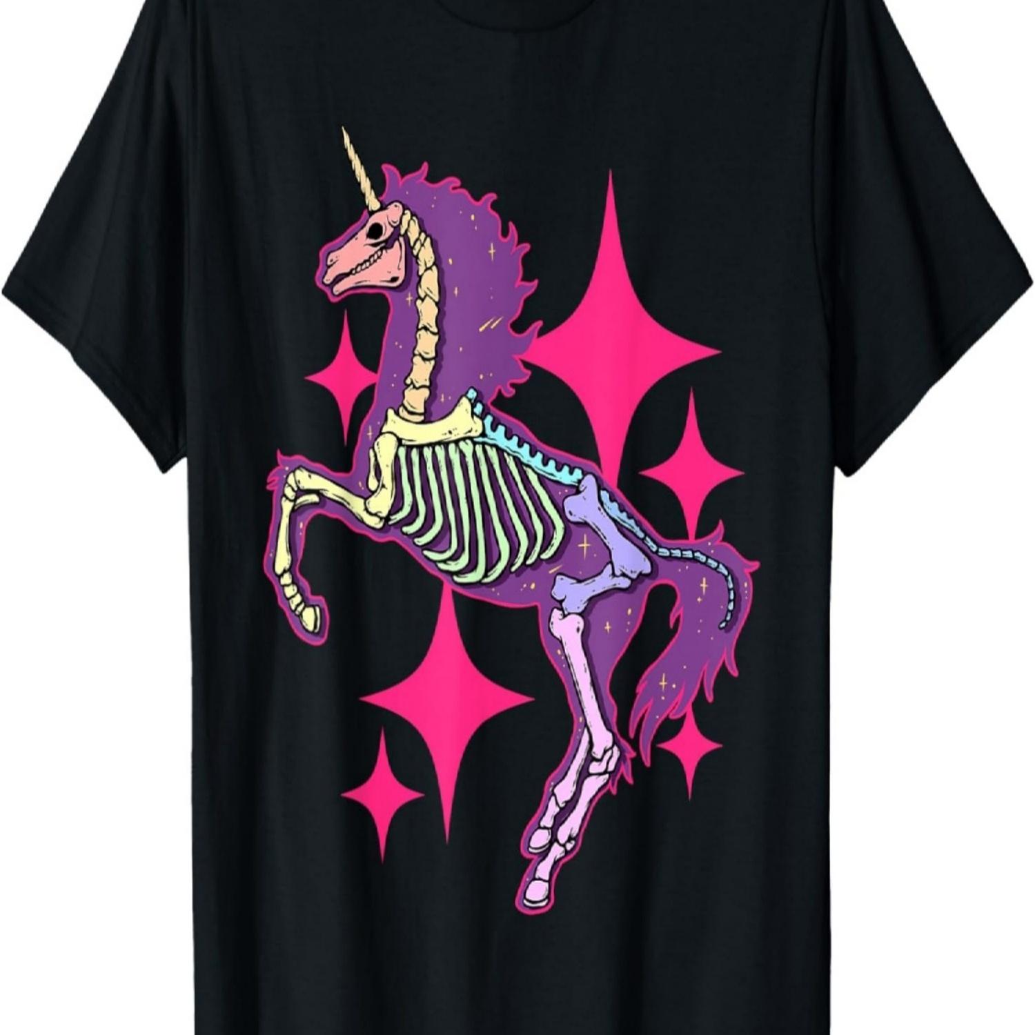 Rainbow Skeleton Unicorn - Mystical Colors Unveiled T-Shirt S чёрный