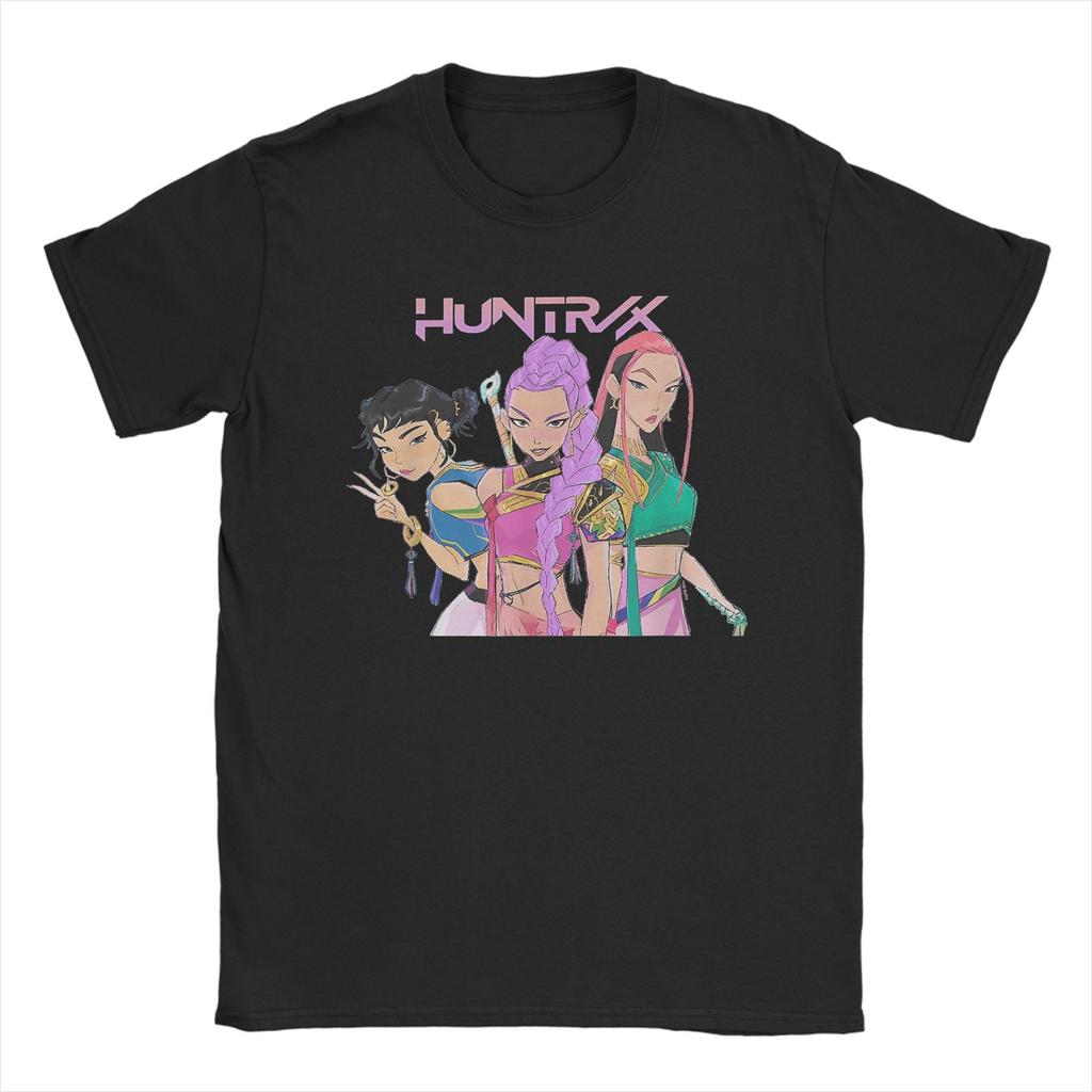 Men's T-Shirt Rumi Mira Zoey HUNTRIX Kpop Demon Hunters Cool Pure Cotton Tees Short Sleeve T Shirt O Neck Clothes Plus Size