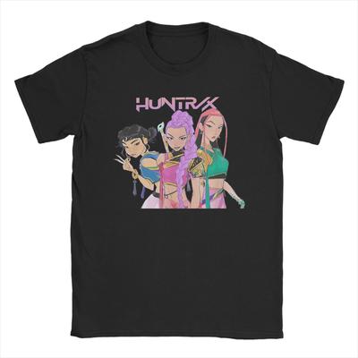 Men's T-Shirt Rumi Mira Zoey HUNTRIX Kpop Demon Hunters Cool Pure Cotton Tees Short Sleeve T Shirt O Neck Clothes Plus Size