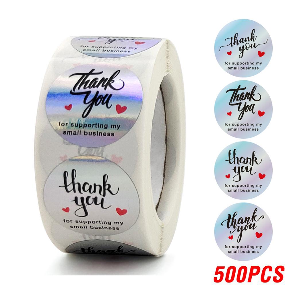 500pcs Rainbow Laser Thank You Stickers 1inch Small Business Stickers Adhesive Labels for Boutiques Wrapping Supplies