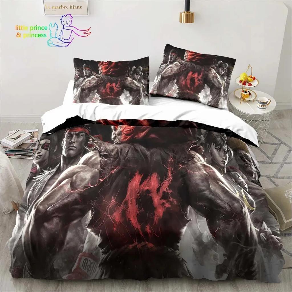 Street Fighter Printed 3D Bedding Set Duvet Cover Pillowcases Single Twin Full Queen King Size Home Decor Pillowcase Boys Gift
