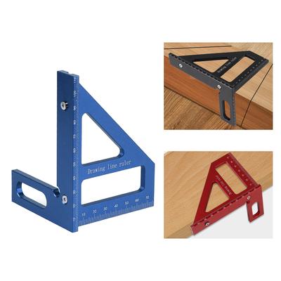 45/90 Degree Aluminum Alloy Miter Triangle Ruler High Precision Layout Measuring Tool Woodworking Square Protractor 3D Multi Angle Measuring Ruler