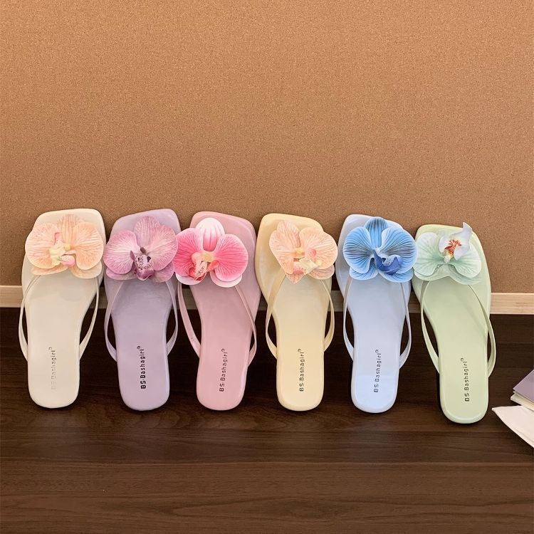 

Fairy wind vacation seaside flip-flops female summer wear with skirt petals beach toes sandals flat sandals 35