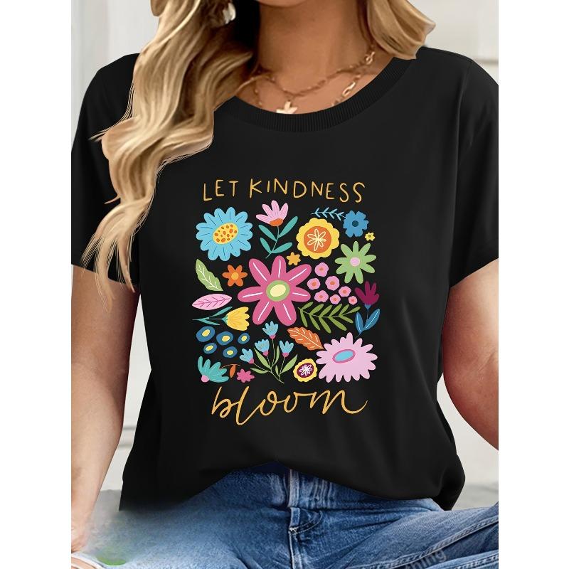 European Size  Pattern Printed Casual Round Neck Short Sleeve T-shirt Summer New Women's Wear