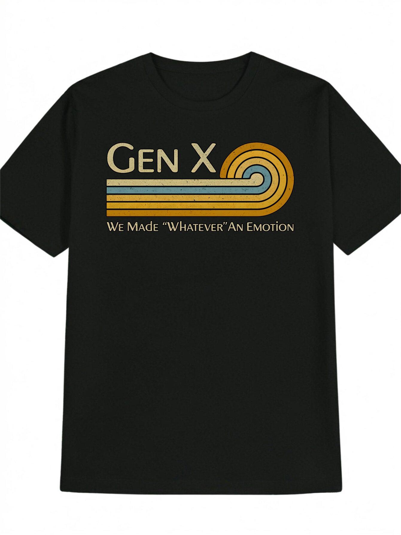 

Casual Round Neck T-shirt with GEN X Radiation Graphic Print - We Made Whatever an Emotion Design XXXXL