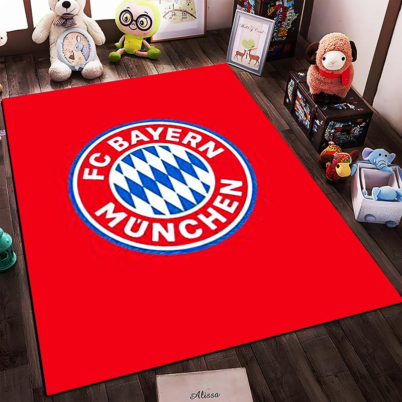 FC Bayern Logo Red Rug Design Non-slip Rug Suitable for Living Room and Bedroom Sofas.