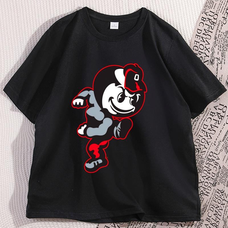 OhioState Buckeyes Printed T Shirt Vintage Brutus Graphic TShirt Football Tee for Men Women Casual Cotton Short Sleeve Tshirt