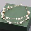 Natural Pearl Wedding Tiara Crown Double Layered Pearl Headband Pearl Hair Band For Girls