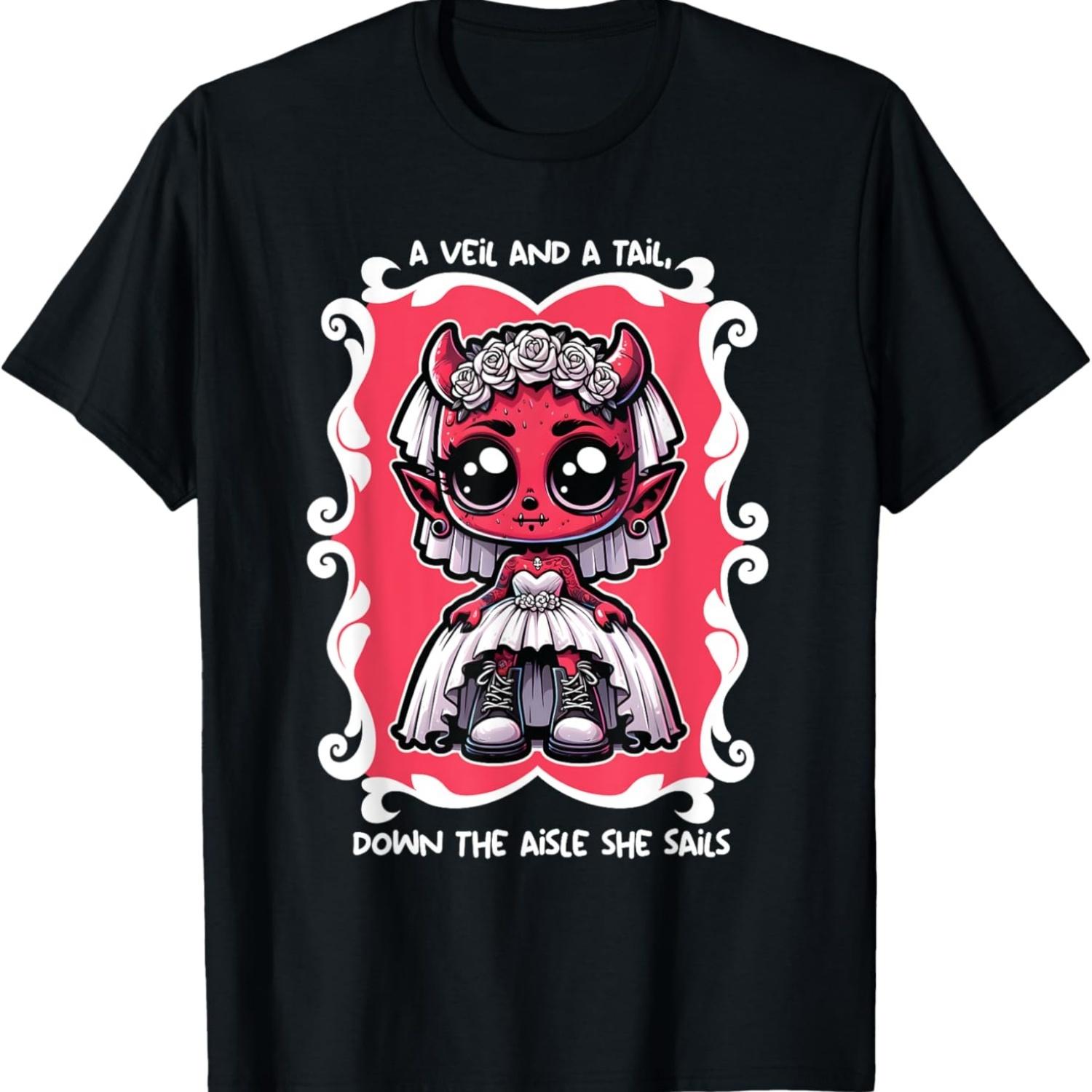 

Devil-Bride_ A Funny Wedding Fantasy Super-Cute Graphic T-Shirt S чёрный
