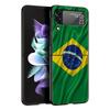 Phone Case for Samsung Galaxy Z Flip 3 4 5 6 7 Folding Black Shell For Samsung Z Flip4 Flip5 PC Hard Cover Large Brazil Flag