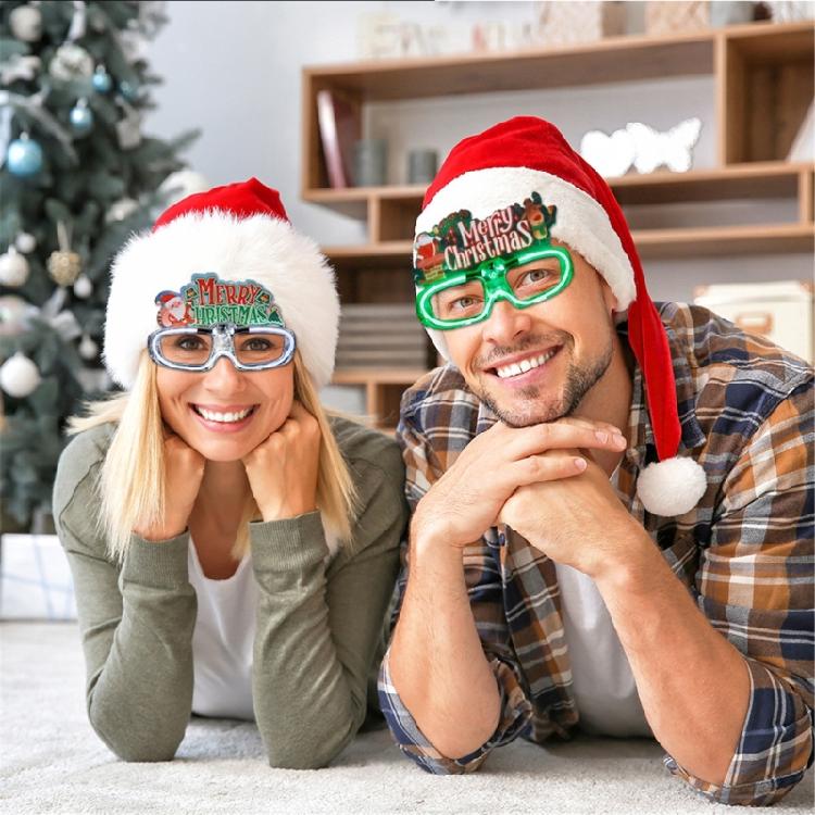 New Year Glasses Christmas Glowing Glasses Photo Props for Kids Teens Adult