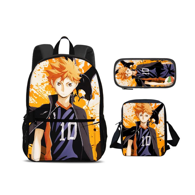 Haikyuu backpack pencil case shoulder bag 3Pcs Set printed new large capacity student boy and girl best birthday gift for school