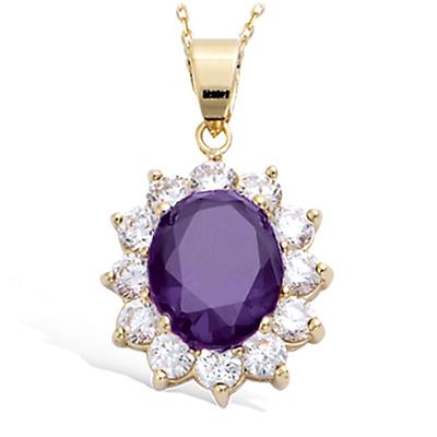 [R3761] - Pozlacený fialový ametystový přívěsek "Victorina" - 20x18 mm…