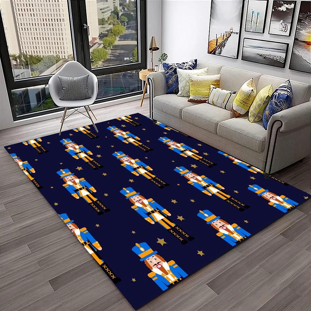3D Nutcracker Christmas Tree Cartoon Carpet Rug for Home Living Room Bedroom Sofa Playroom Doormat Decor,kids Non-slip Floor Mat