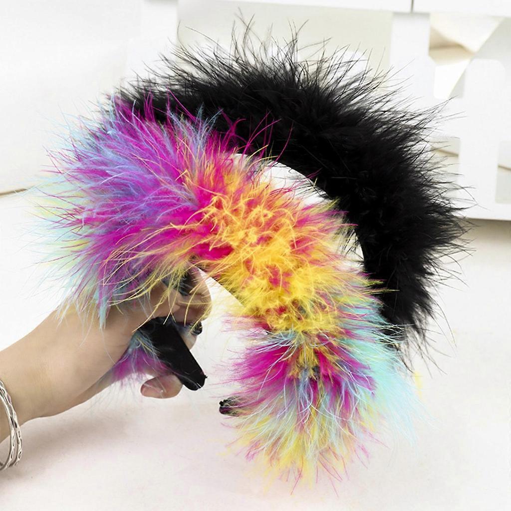 Flauschiges Feder-Stirnband für Damen Bunte Federdekoration Breite Haarreifen Hochzeitsfeier Braut Haaraccessoires Grün