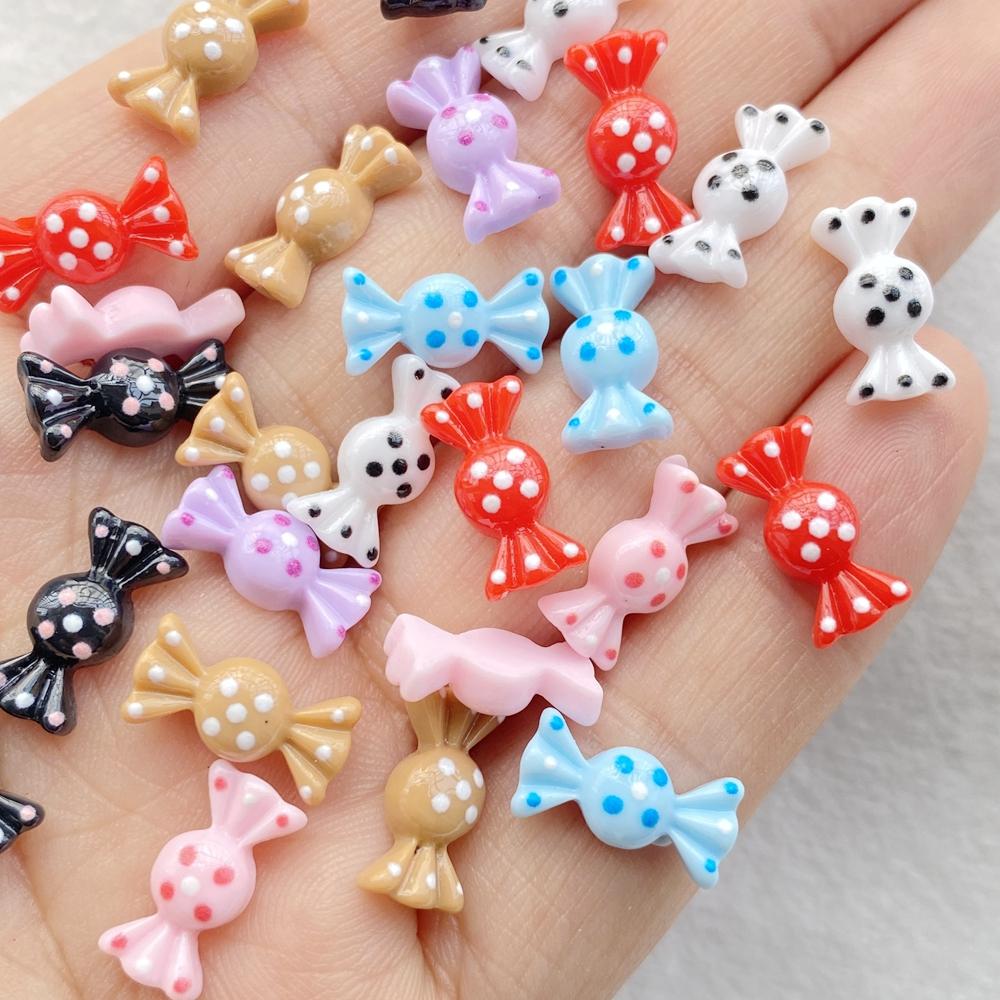 30Pcs Cute Mini Cartoon Candy Series Flat Back Rhinestone Bead Scrapbook DIY Manicures Appliques Accessories Crafts
