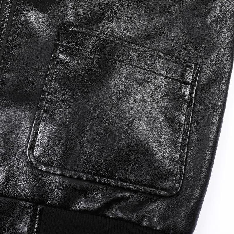 Кожаная куртка мужская облегающая корейская версия весна-осень молодежная весенняя модная — фото 3