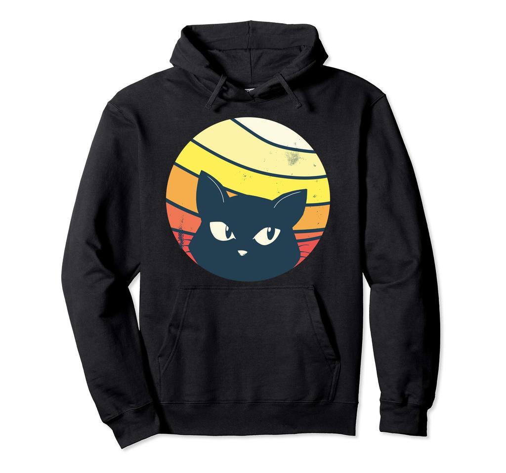 Funny Curious Cat Retro Graphic Gift Hoodie