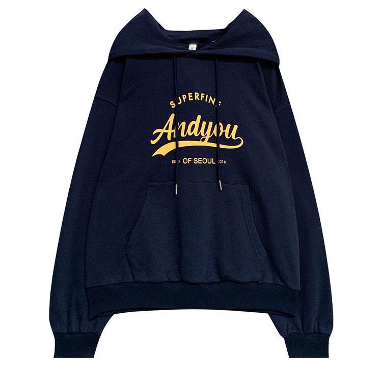 Padded Even The Cap Sweater Hooded Sweatshirt Female Autumn and Winter Loose Letter Printed Student Jacket Long Sleeve Top Retro Versatile Sweatshirt